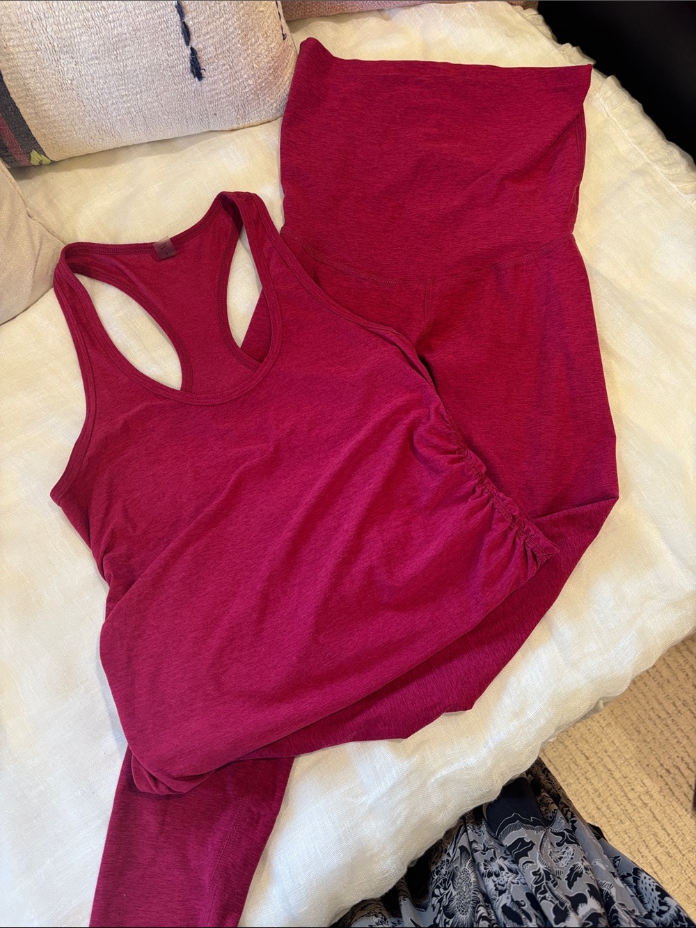 Beyond the Bump Berry Racerback Maternity Tank and leggings